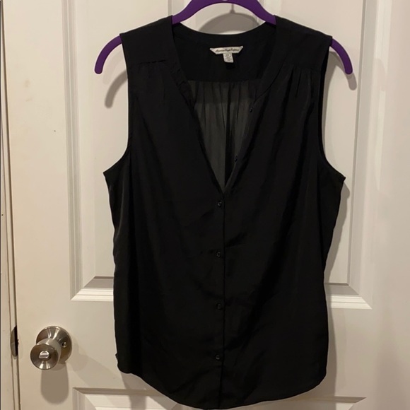 AEO Sheer Sleeveless Button Down Top EUC - Picture 4 of 11